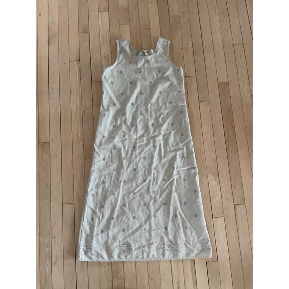 Vintage Y2K Linen Maxi Dress 8 Boho Southwest Minimalist Cottagecore Neutral - Picture 9 of 9
